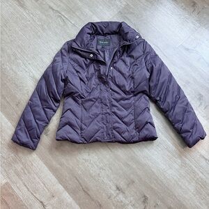 Womens Sz Large Puffer down jacket Chevron pattern by Nine West in plum